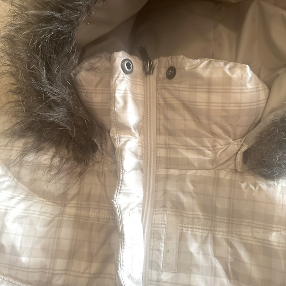 Columbia Omni Shield Jacket Size 1X Beige Plaid Hooded Down Puffer Pockets - Picture 3 of 14